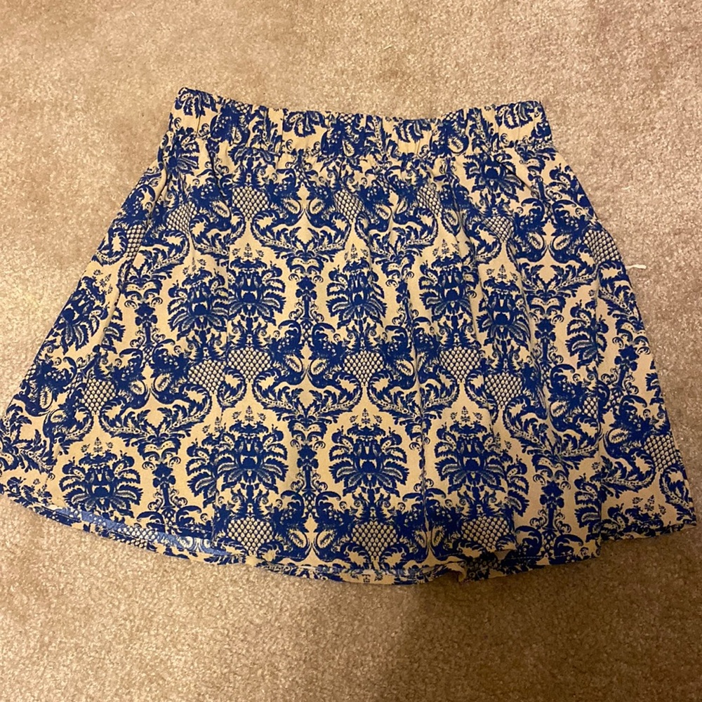 Blue/Tan Mini Skirt